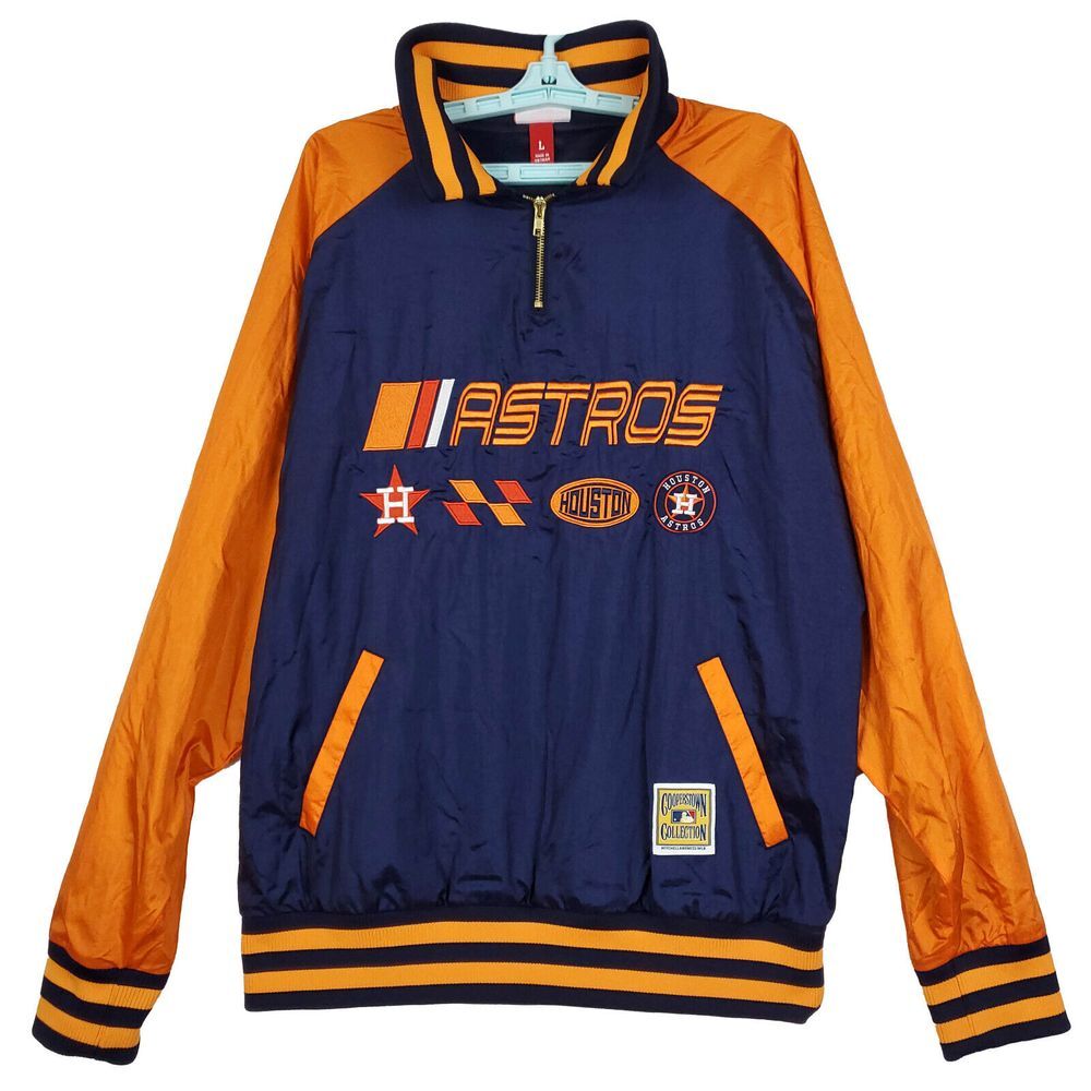 Houston Astros Mitchell & Ness MLB Large Jacket Embroidered Moto Art Navy New